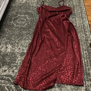 Red Cowl Neck Midi Dress!